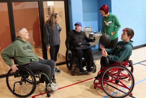 veterans try wheelchair basketball
